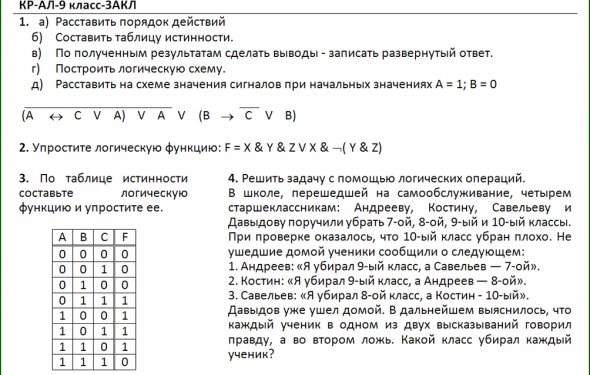 Вариант контрольной работы